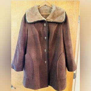 Brown 60s Shearling Winter Swing Coat